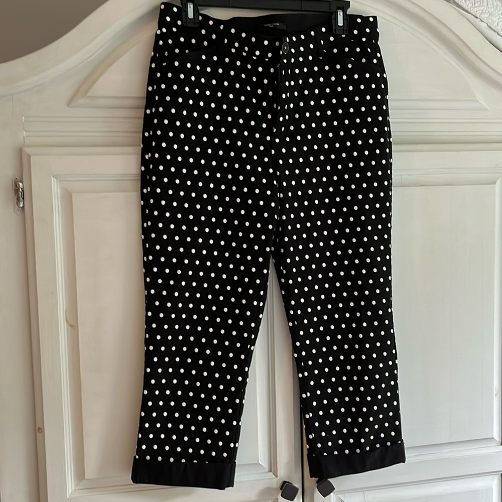 Simon Chang polka dot capri with rolled cuff